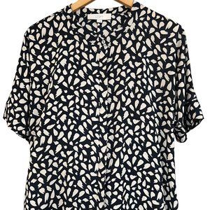 Ann Taylor Loft Black & Beige Short Sleeve Blouse Size Small S